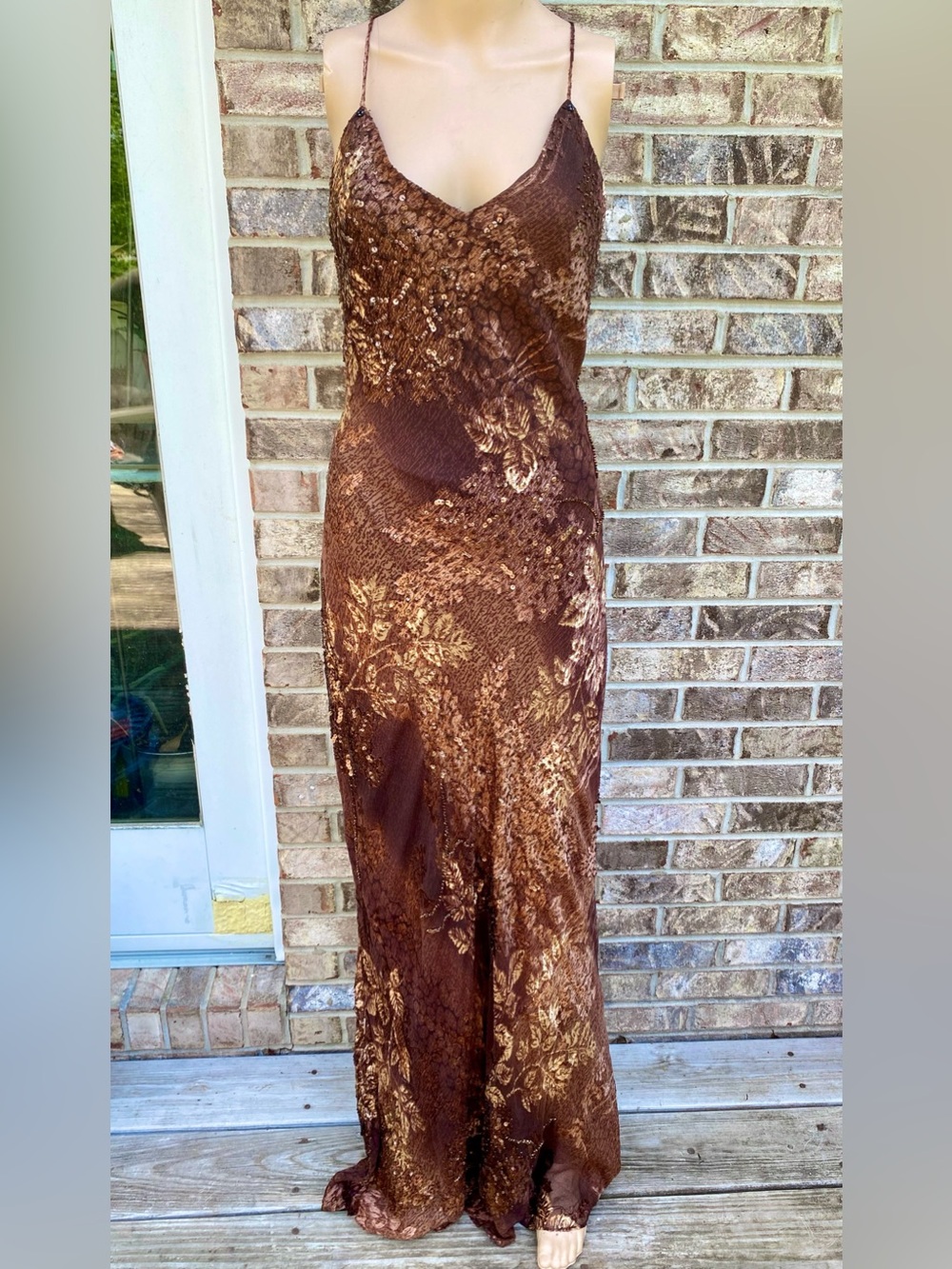 Rare Vintage Y2K Shaina June Beaded Silk Burnout Fairy Prom Dress - Picture 6 of 16